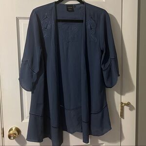 Cliche’ Couture Women's Blue Embroidered Kimono